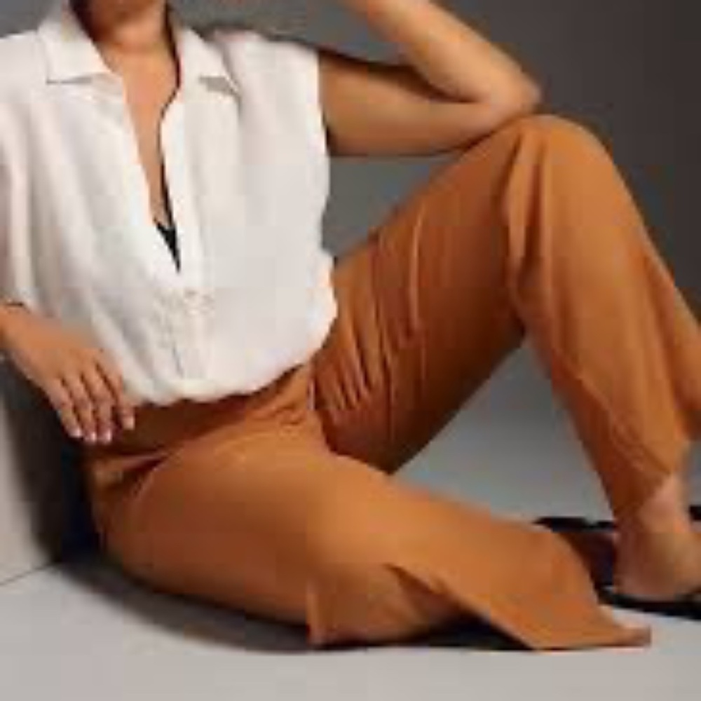 Anthropologie Maeve Naomi Wide Leg Linen Blend Flare Pants Sz‎ 8